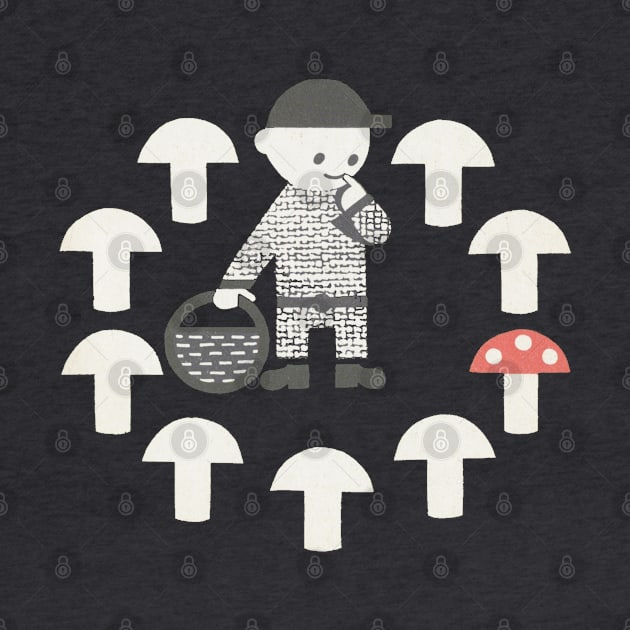 Boy & Mushrooms Vintage Illustration Design by CultOfRomance